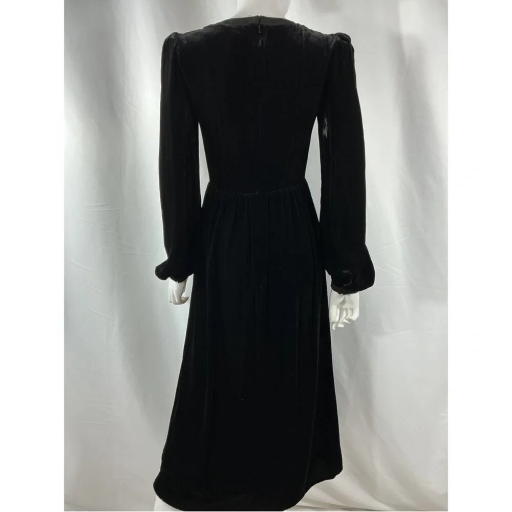 Saloni Camille Bow Velvet Midi Dress Black Embellished Size 2 NWT - Picture 6 of 9